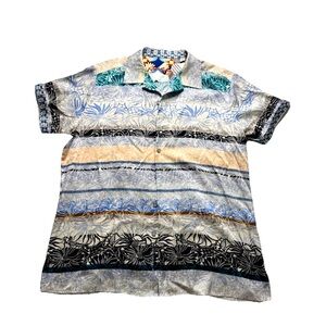 Robert Graham Shirt Men’s Large Floral Hawaiian Tropical Silk Blend Button Down